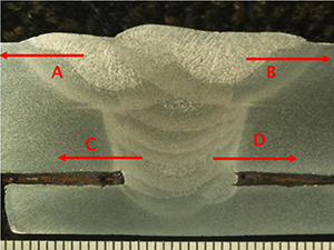 Stereo imagery of steel structural weld connection